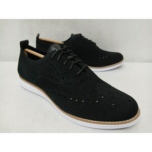 Cole Haan Women OG Grand Black Knit Stitchlite Wingtip Oxford Shoe Sz 10 W14807